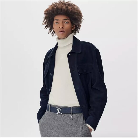 NEW Louis Vuitton LV Initiales Taurillon 40mm Reversible Belt Navy Gray 85cm - Picture 9 of 9